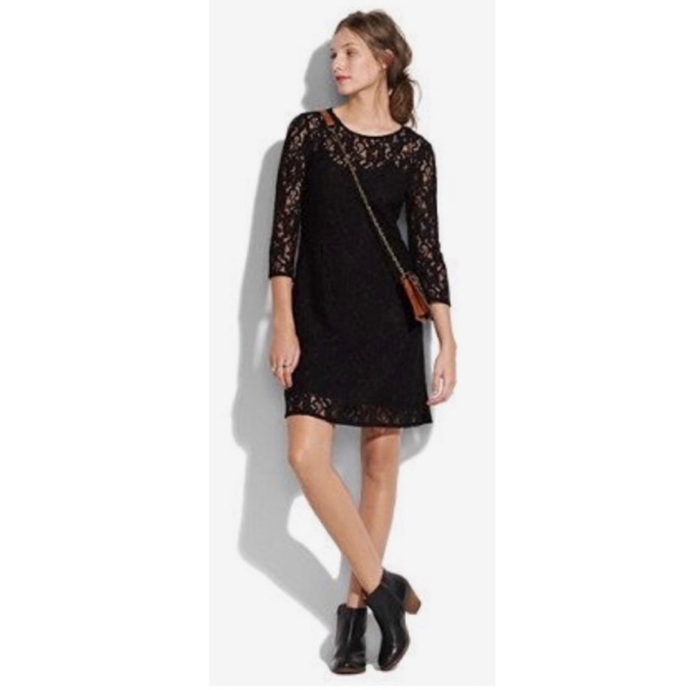 Madewell Broadway & Broome Loren Black Lace Sheer Cocktail Mini Dress Slip 4